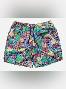 Vineyard Vines Men’s Pineapple Print Swim Trunks - Navy, Yellow, Green, Pink
